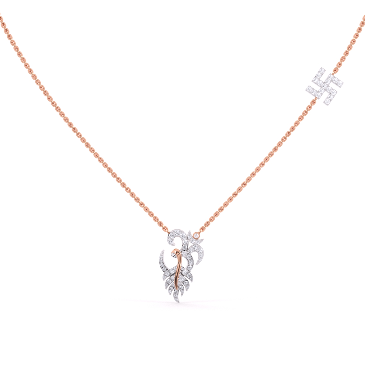 Religious Swastik & OM Diamond Gold Pendant